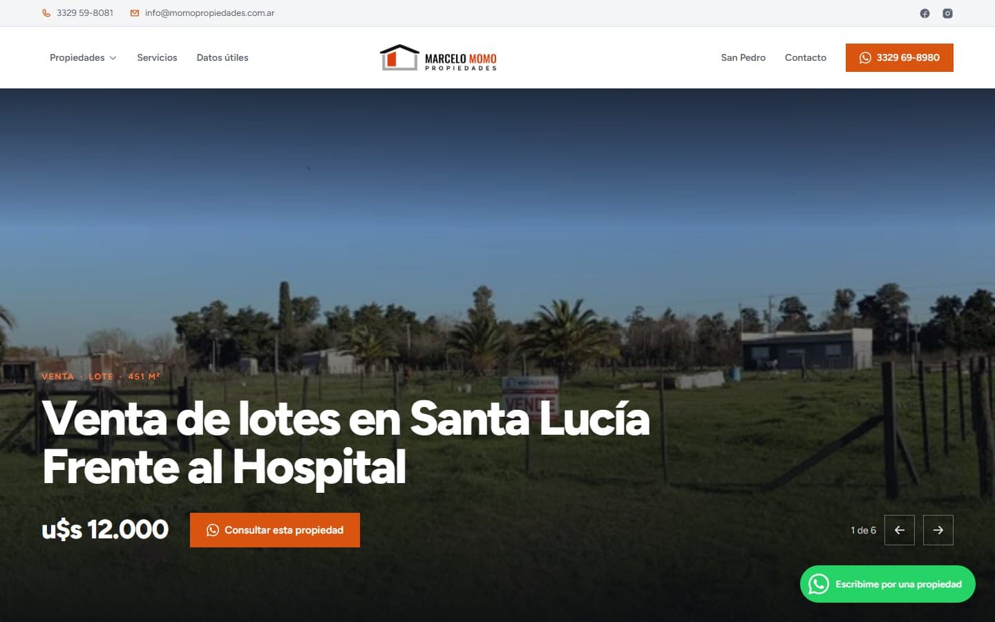 La web de Momo Propiedades hecha por NexusDev